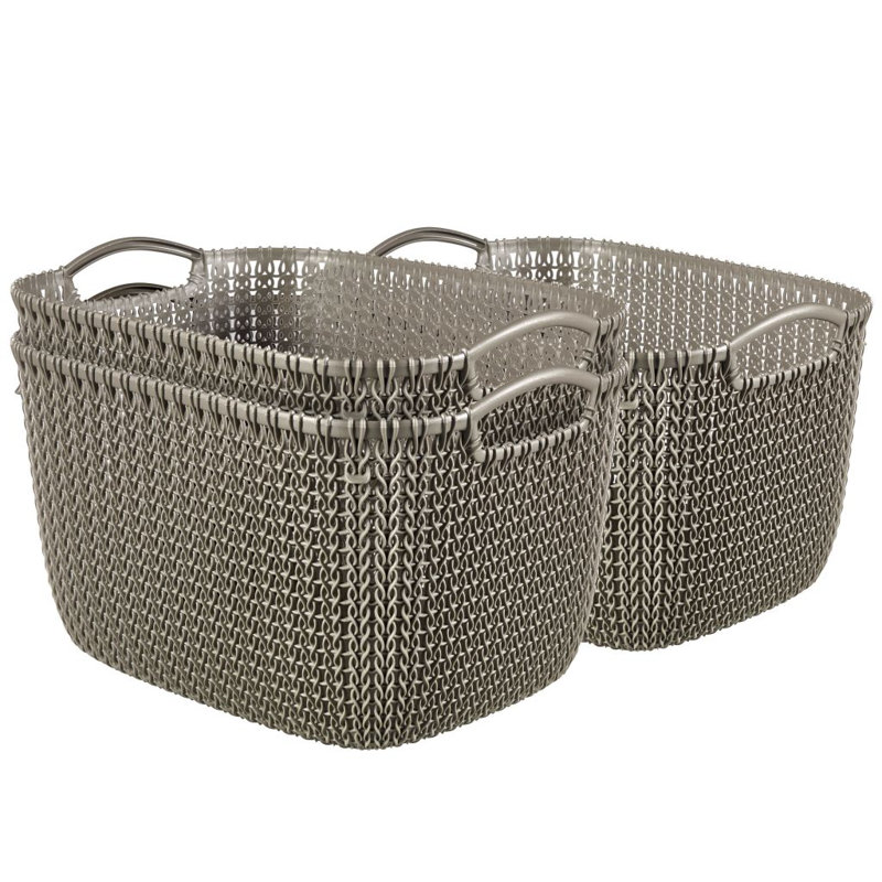 Symple Stuff Curver Knit Plastic 3 Piece Basket Set Wayfair.co.uk